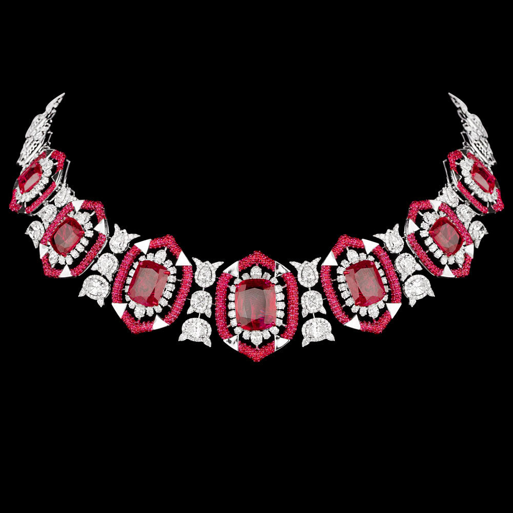 18K White Gold Diamond Necklace - 17.692ct VS-SI-GH with Colour Stones
