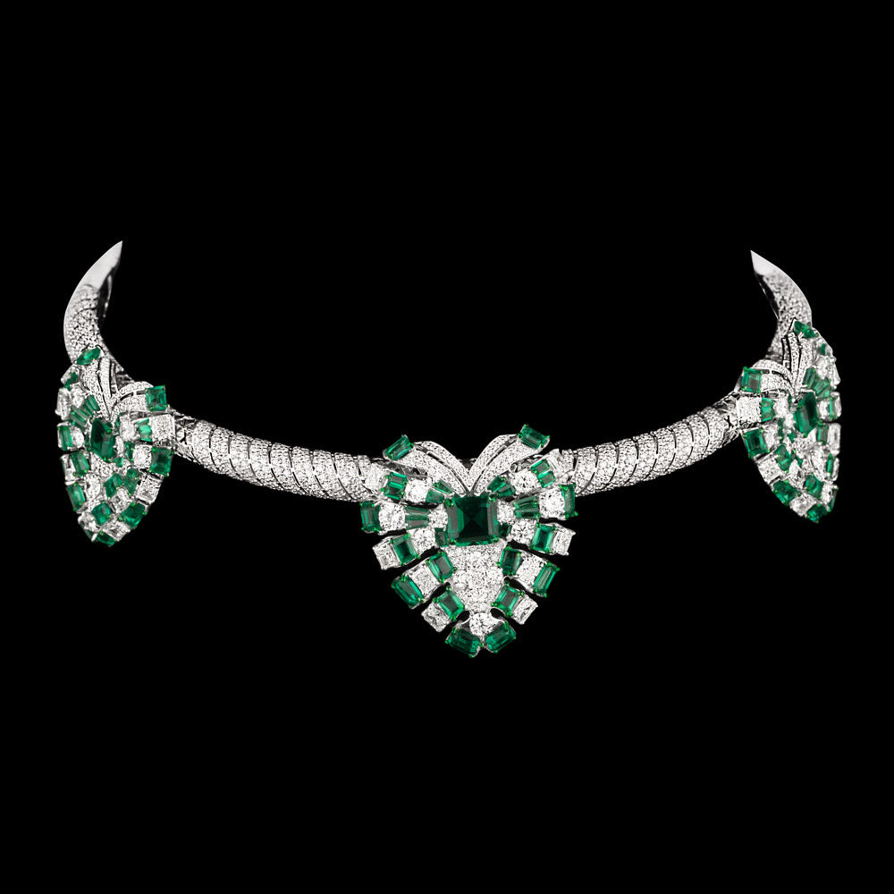 18K White Gold Diamond Necklace - 18.881ct VVS-VS-GH with Colour Stones