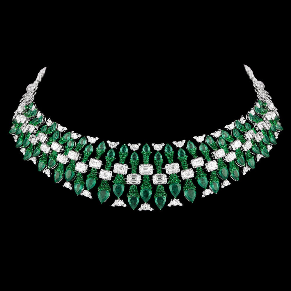 18K White Gold Diamond Necklace - 19.882ct VVS-VS-HI with Colour Stones