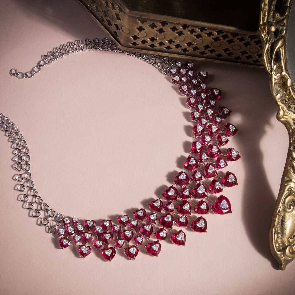 18K White Gold Diamond Necklace - 17.257ct VVS-FG with Colour Stones