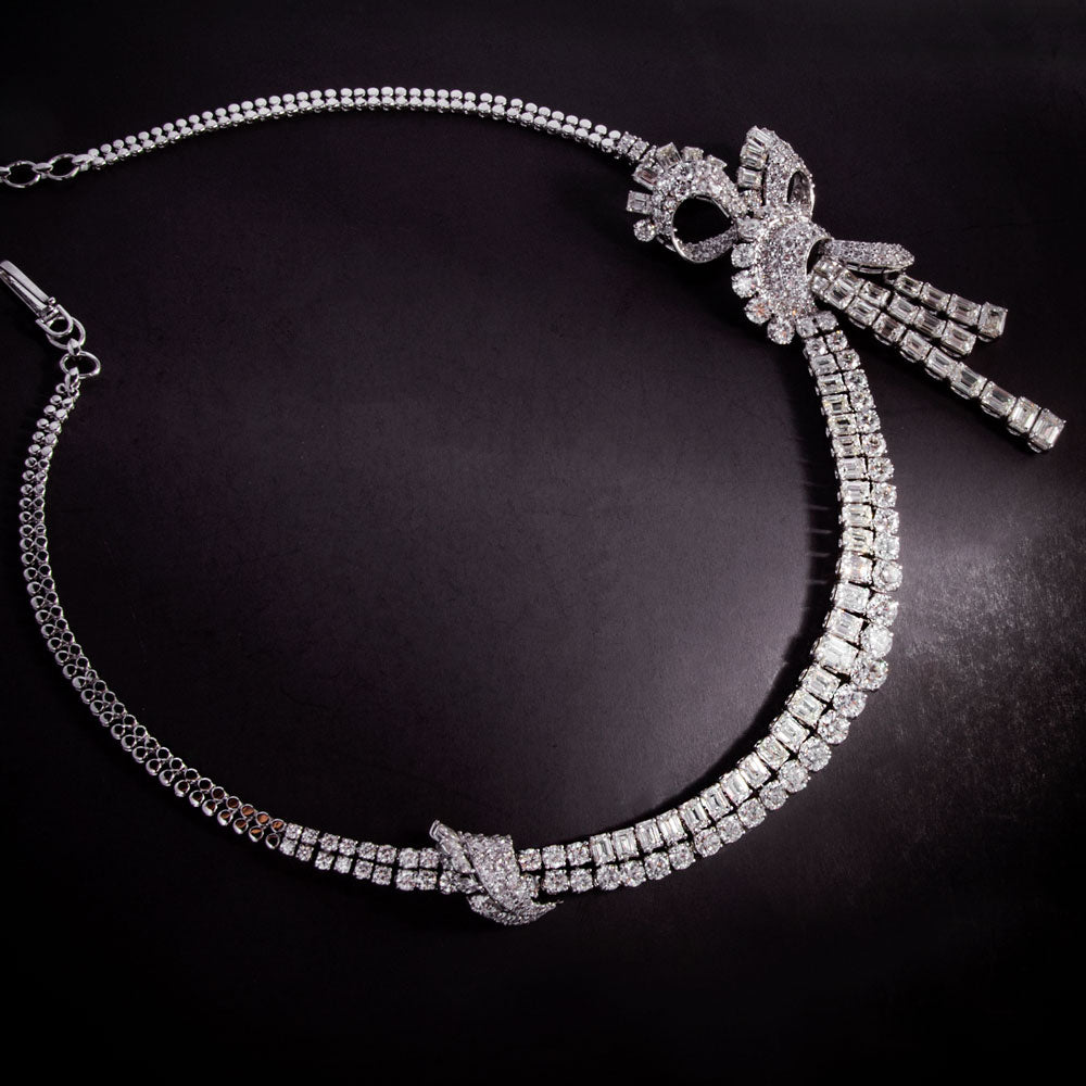 18K White Gold Diamond Necklace - 36.414ct VVS-VS-GH