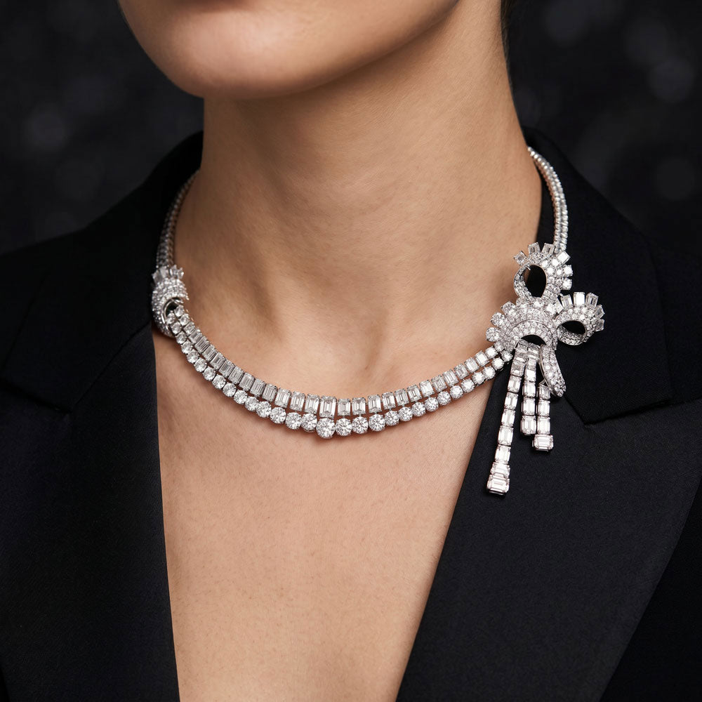 18K White Gold Diamond Necklace - 36.414ct VVS-VS-GH