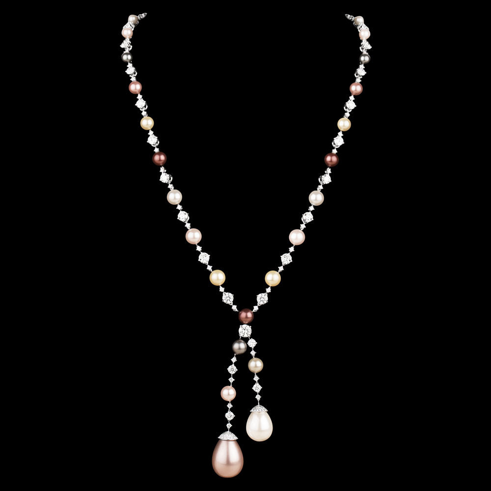 18K White Gold Diamond Necklace - 8.771ct VVS-VS-HI with Colour Stones