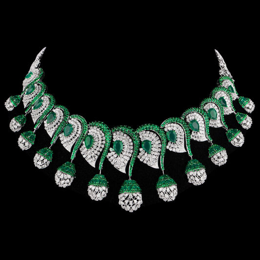 18K White Gold Diamond Necklace - 22.332ct VVS-EF with Colour Stones