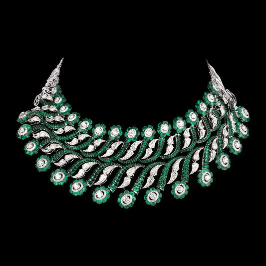 14K White Gold Diamond Necklace - 40.518ct VS-SI-JK with Colour Stones