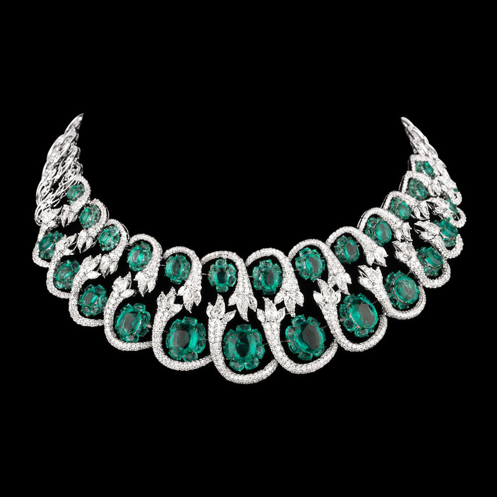 18K White Gold Diamond Necklace - 29.052ct VS-SI-HI with Colour Stones
