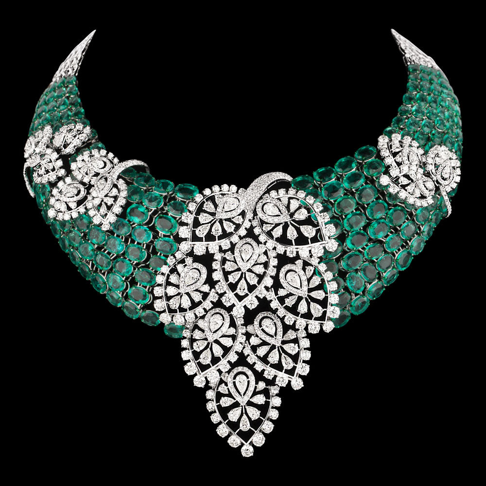 14K White Gold Diamond Necklace - 47.715ct VS-SI-JK with Colour Stones
