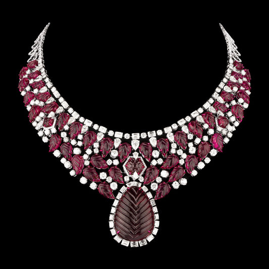 14K White Gold Diamond Necklace - 35.48ct VS-SI-JK with Colour Stones