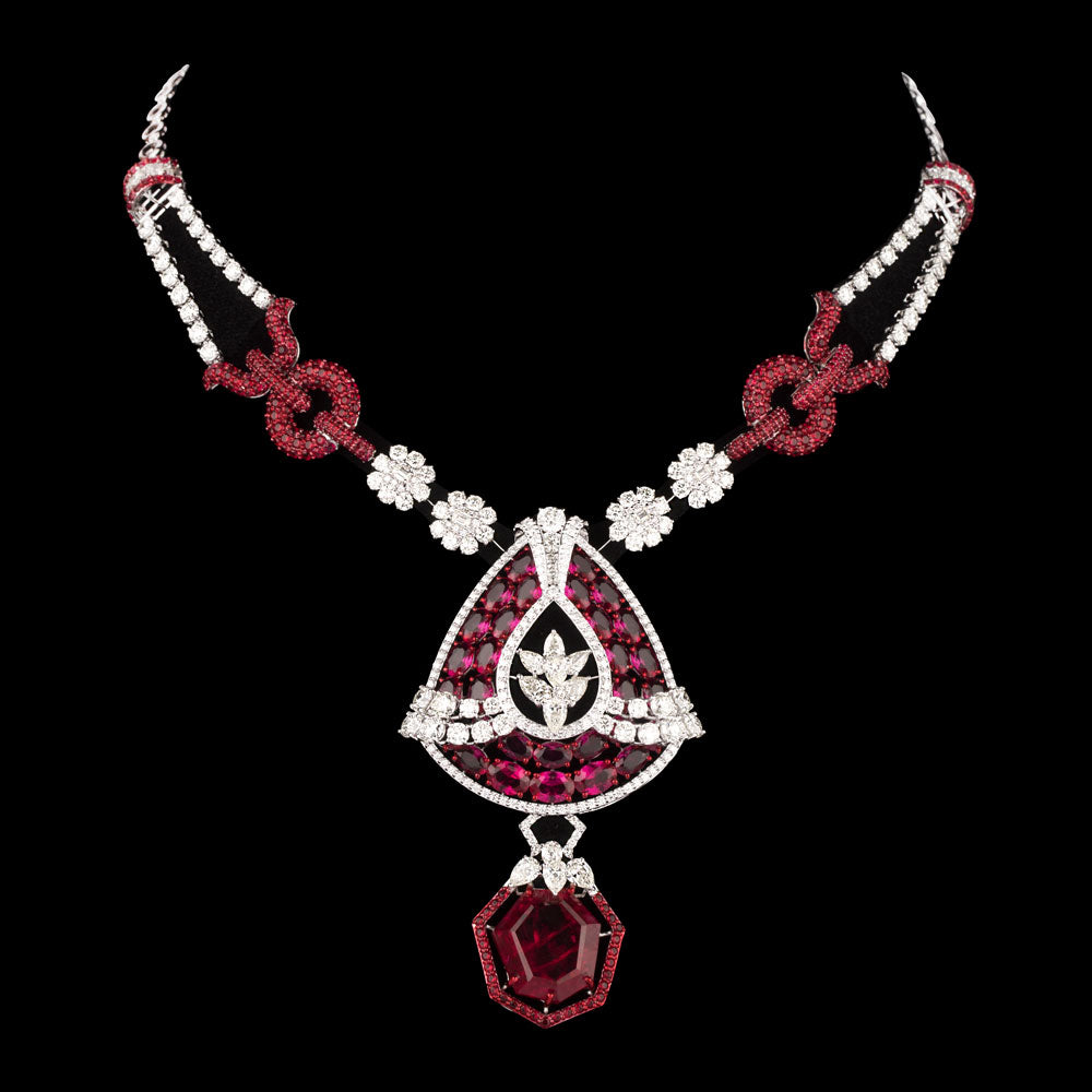 14K White Gold Diamond Necklace - 17.632ct VS-SI-JK with Colour Stones