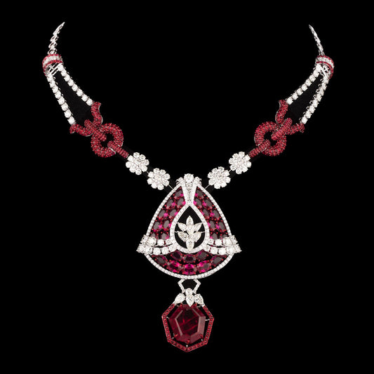 14K White Gold Diamond Necklace - 17.632ct VS-SI-JK with Colour Stones