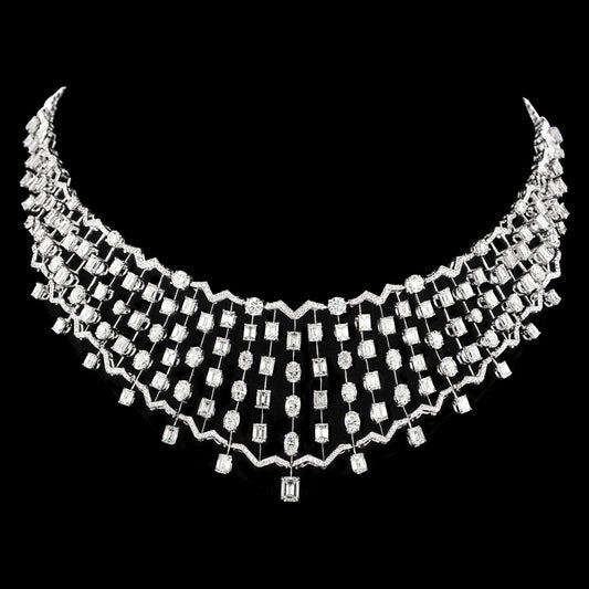 14K White Gold Diamond Necklace - 29.04ct VVS-VS-HI