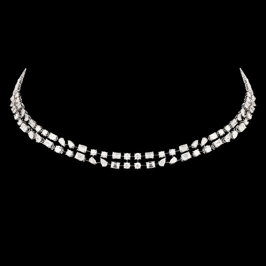 14K White Gold Diamond Necklace - 11.03ct VVS-VS-GH