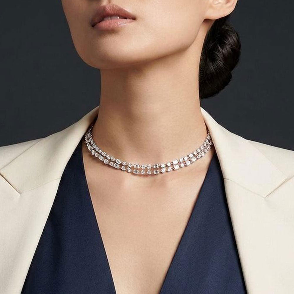 14K White Gold Diamond Necklace - 11.03ct VVS-VS-GH