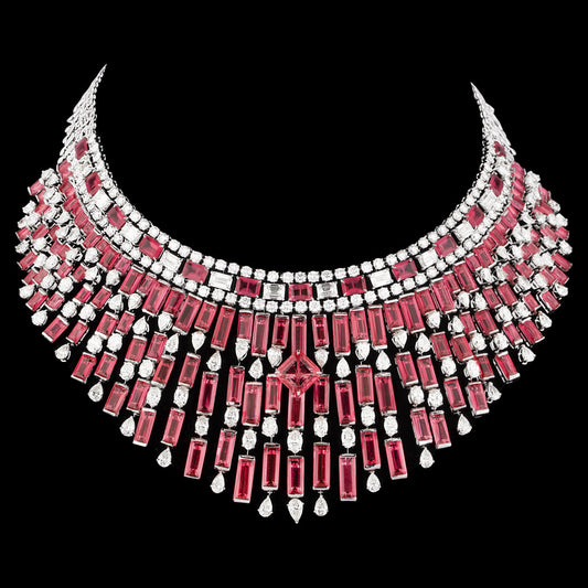 14K White Gold Diamond Necklace - 44.4ct VS-SI-JK with Colour Stones