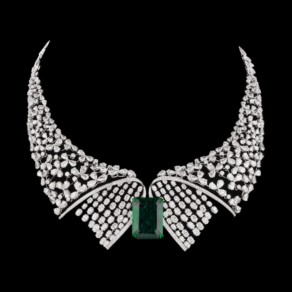 14K White Gold Diamond Necklace - 43.313ct VS-SI-FG with Colour Stones