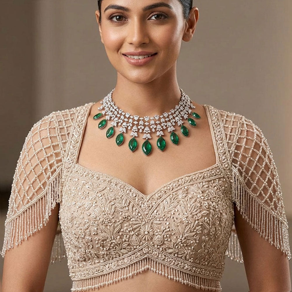 14K White Gold Diamond Necklace - 30.102ct VS-SI-GH with Colour Stones