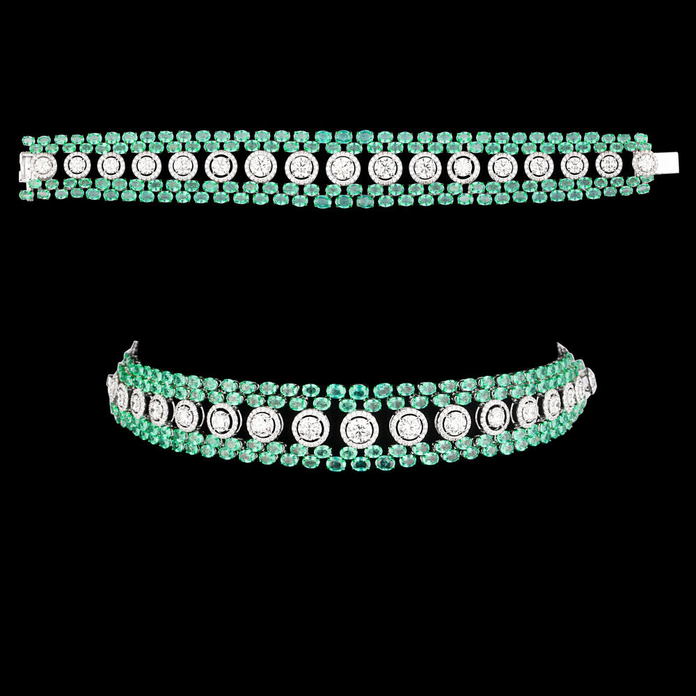 18K White Gold Diamond Necklace - 9.264ct VVS-VS-IJ with Colour Stones