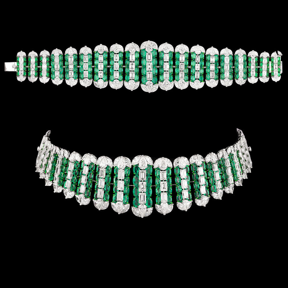 18K White Gold Diamond Necklace - 39.548ct VS-SI-GH with Colour Stones