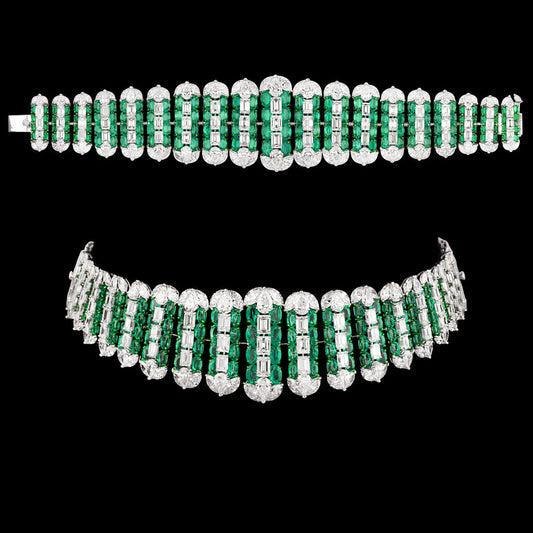 18K White Gold Diamond Necklace - 39.548ct VS-SI-GH with Colour Stones