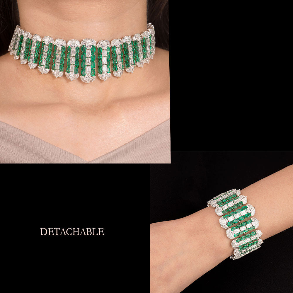 18K White Gold Diamond Necklace - 39.548ct VS-SI-GH with Colour Stones