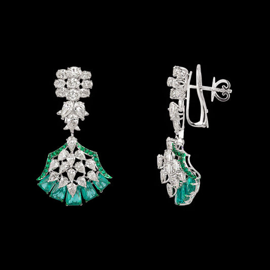 14K White Gold Diamond Jewellery - 9.861ct VVS-VS-JK with Colour Stones