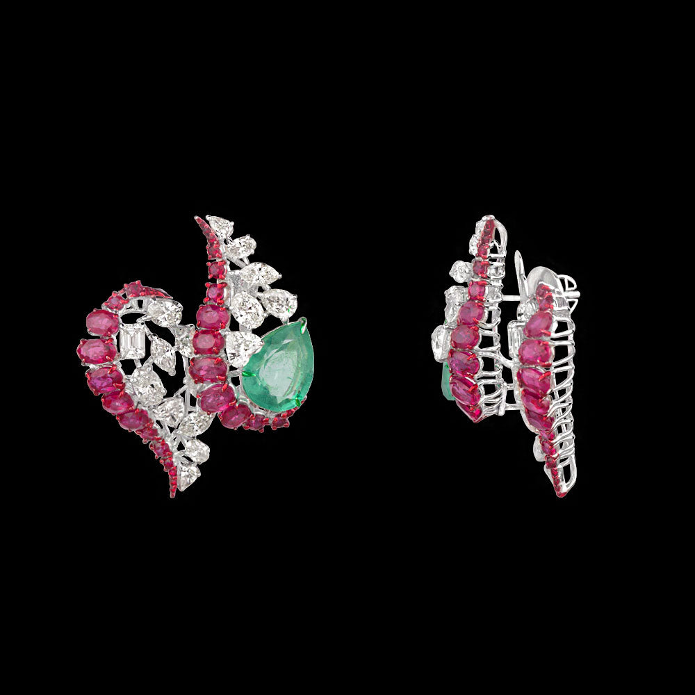 14K White Gold Diamond Jewellery - 6.131ct VS-SI-JK with Colour Stones