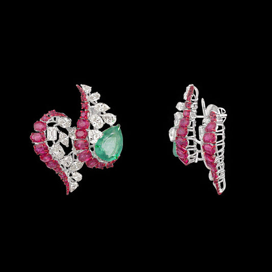 14K White Gold Diamond Jewellery - 6.131ct VS-SI-JK with Colour Stones
