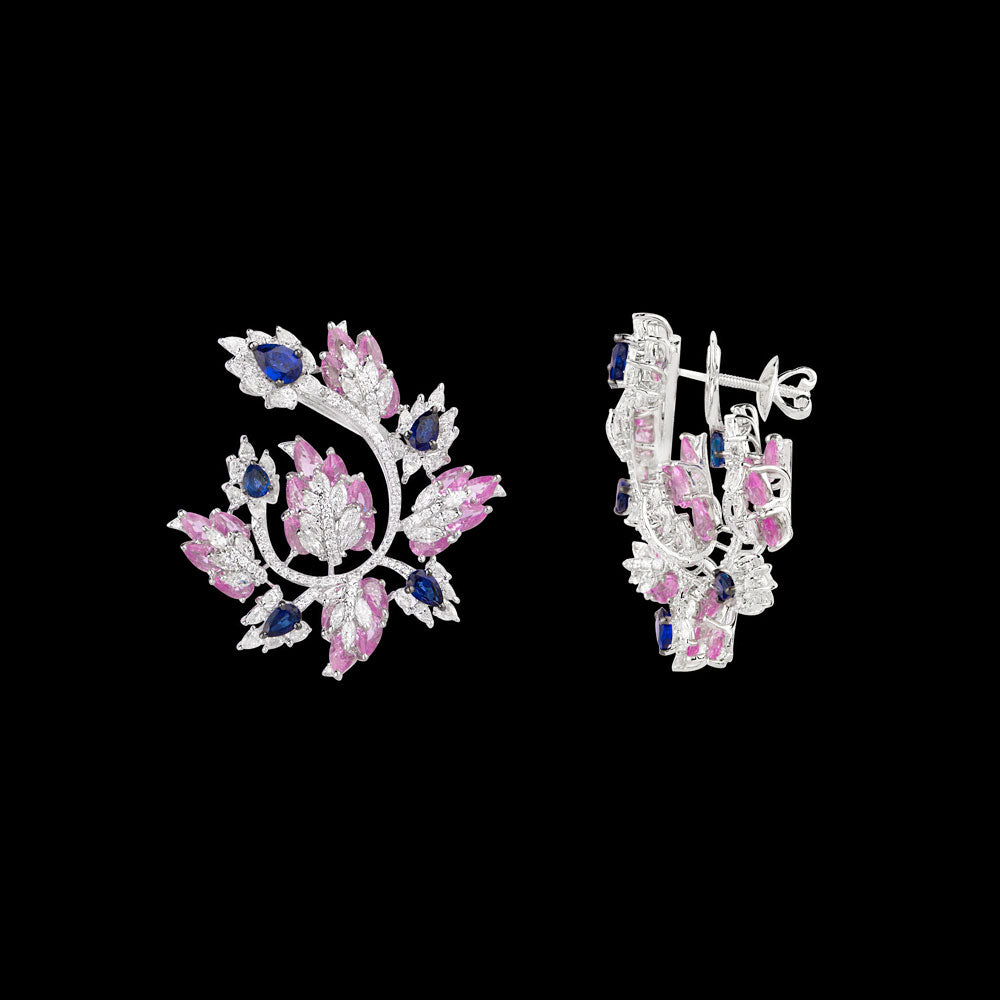 18K White Gold Diamond Jewellery - 5.049ct VVS-EF with Colour Stones