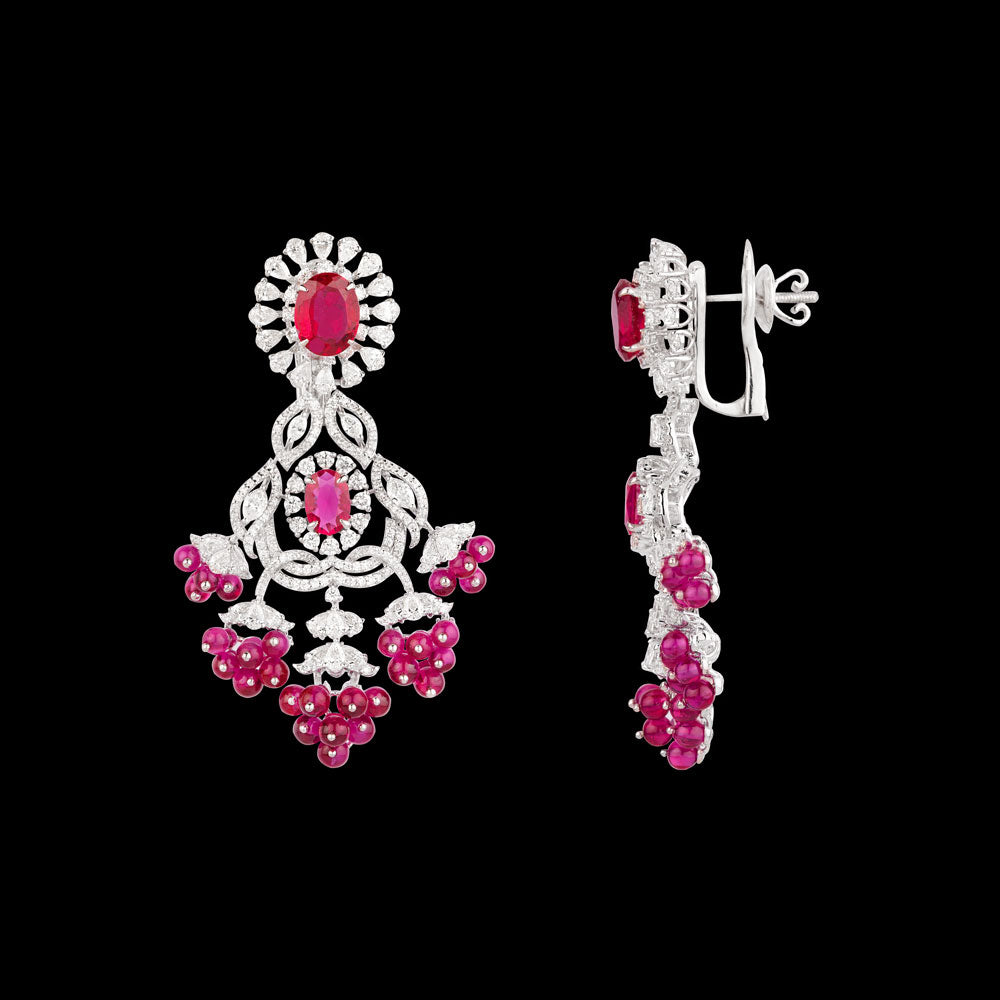 18K White Gold Diamond Jewellery - 6.047ct VVS-EF with Colour Stones