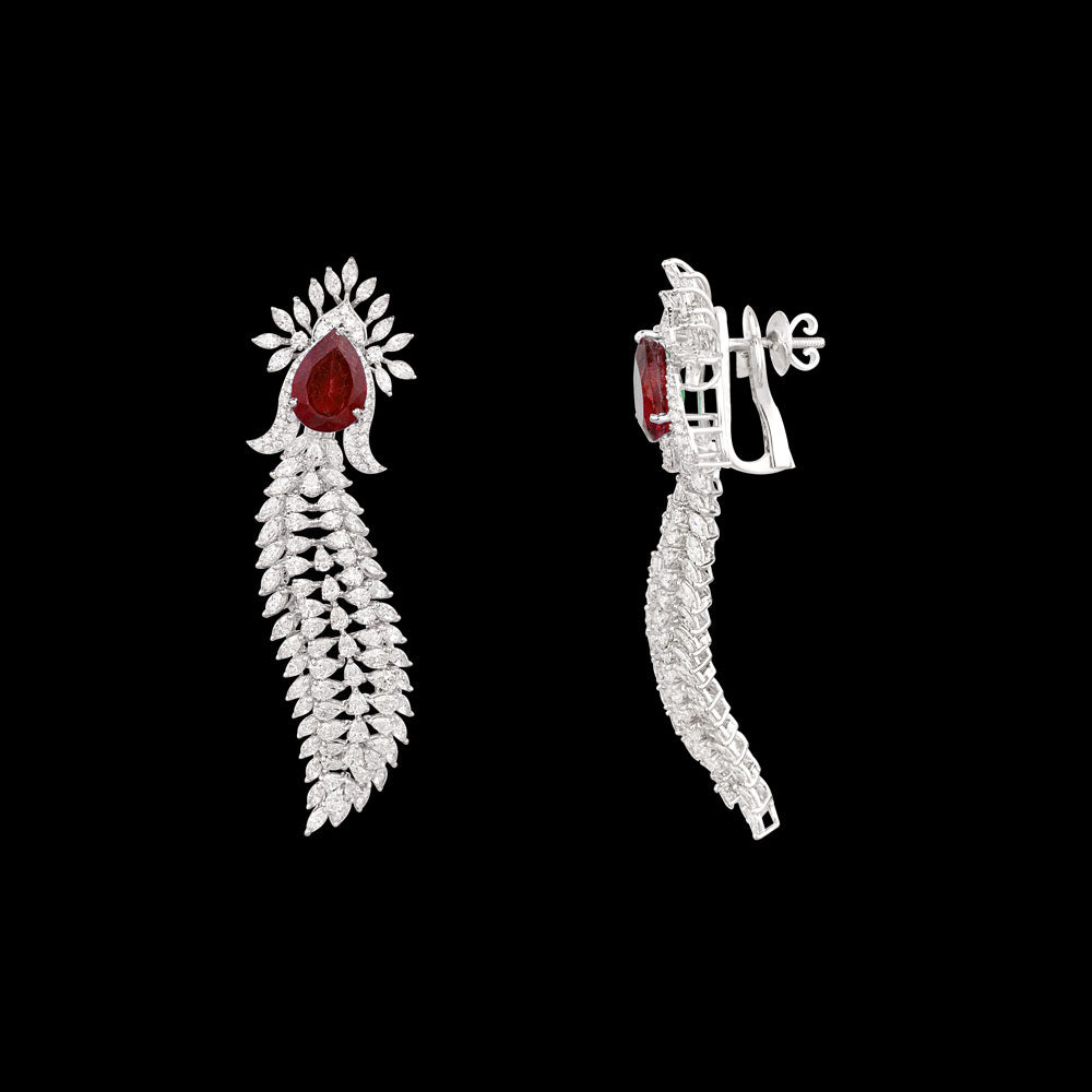 18K White Gold Diamond Jewellery - 9.508ct VVS-FG with Colour Stones