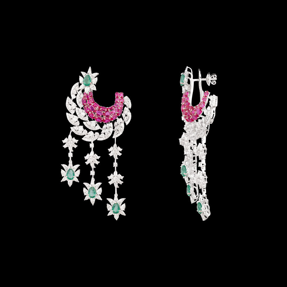 18K White Gold Diamond Jewellery - 9.139ct VVS-EF with Colour Stones