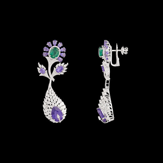 18K White Gold Diamond Jewellery - 5.691ct VVS-EF with Colour Stones