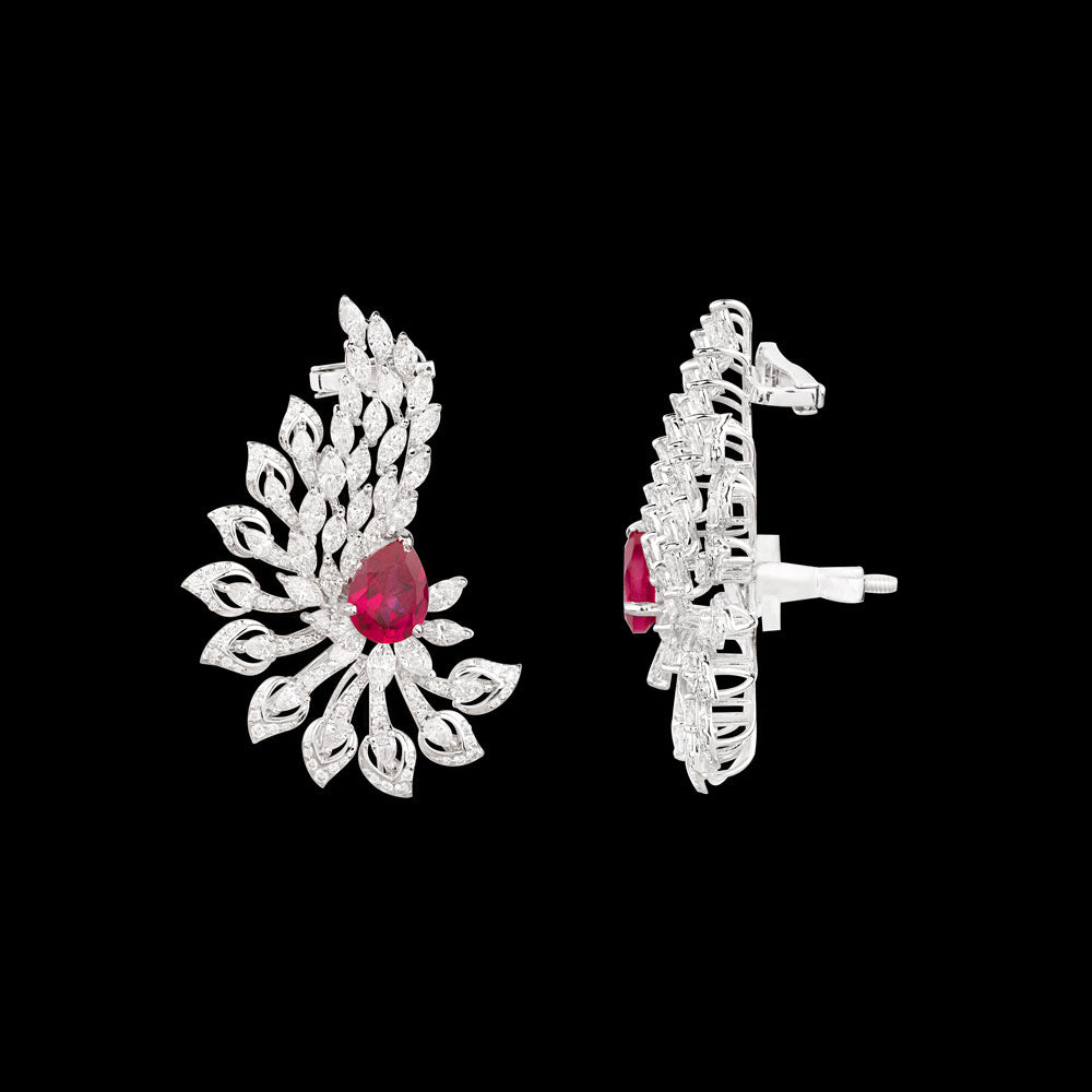 18K White Gold Diamond Jewellery - 5.282ct VVS-EF with Colour Stones