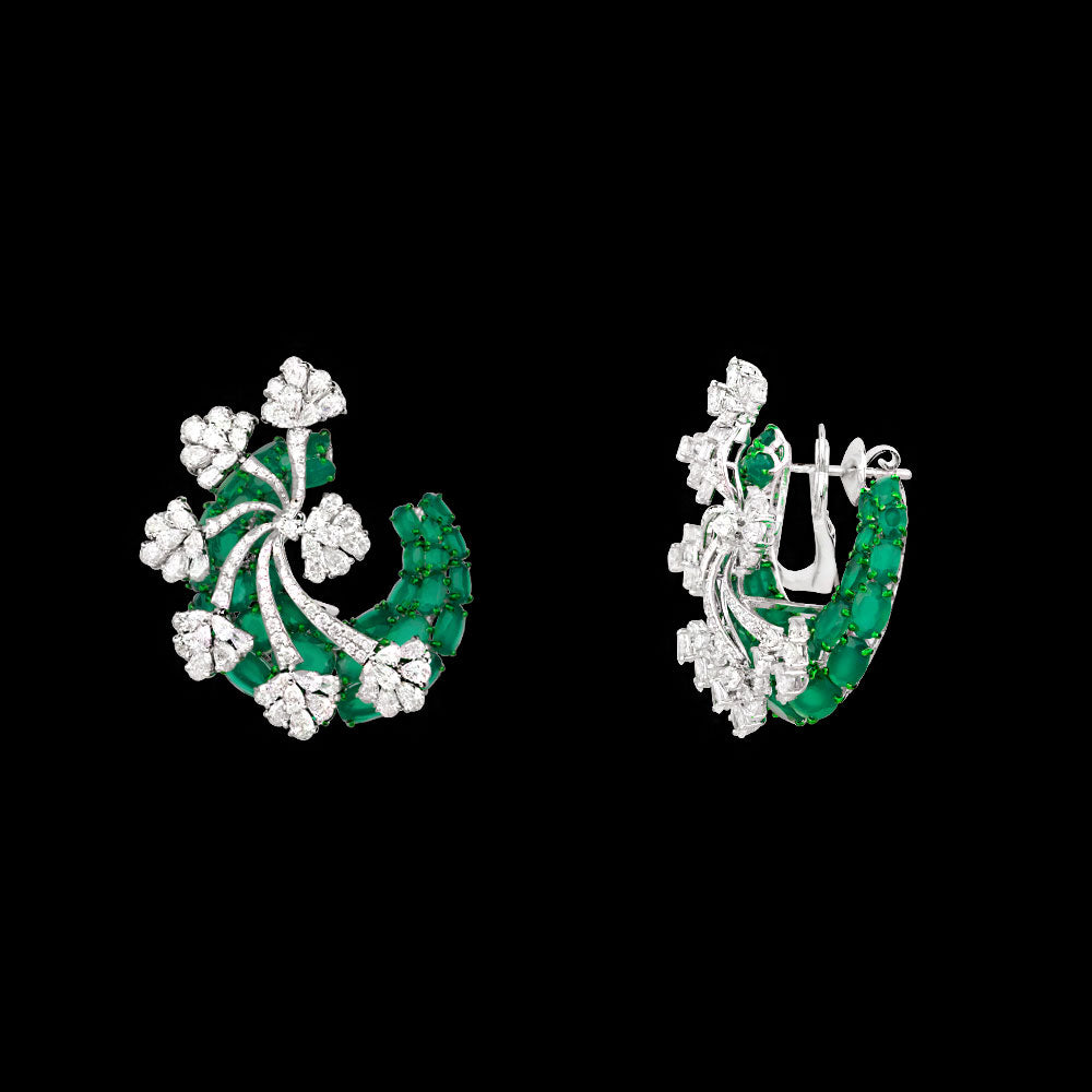 18K White Gold Diamond Jewellery - 8.235ct VVS-VS-EF with Colour Stones