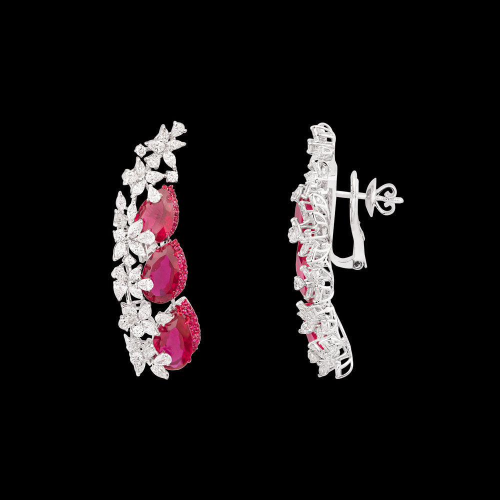 18K White Gold Diamond Jewellery - 5.234ct VVS-VS-FG with Colour Stones