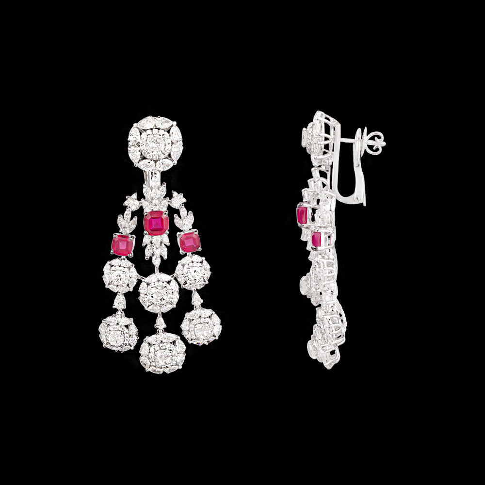 18K White Gold Diamond Jewellery - 15.879ct VVS-VS-GH with Colour Stones