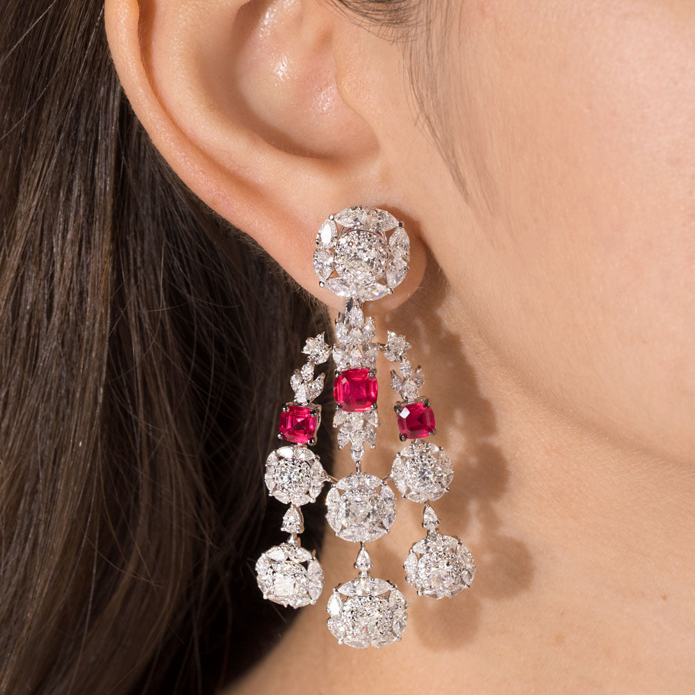 18K White Gold Diamond Jewellery - 15.879ct VVS-VS-GH with Colour Stones