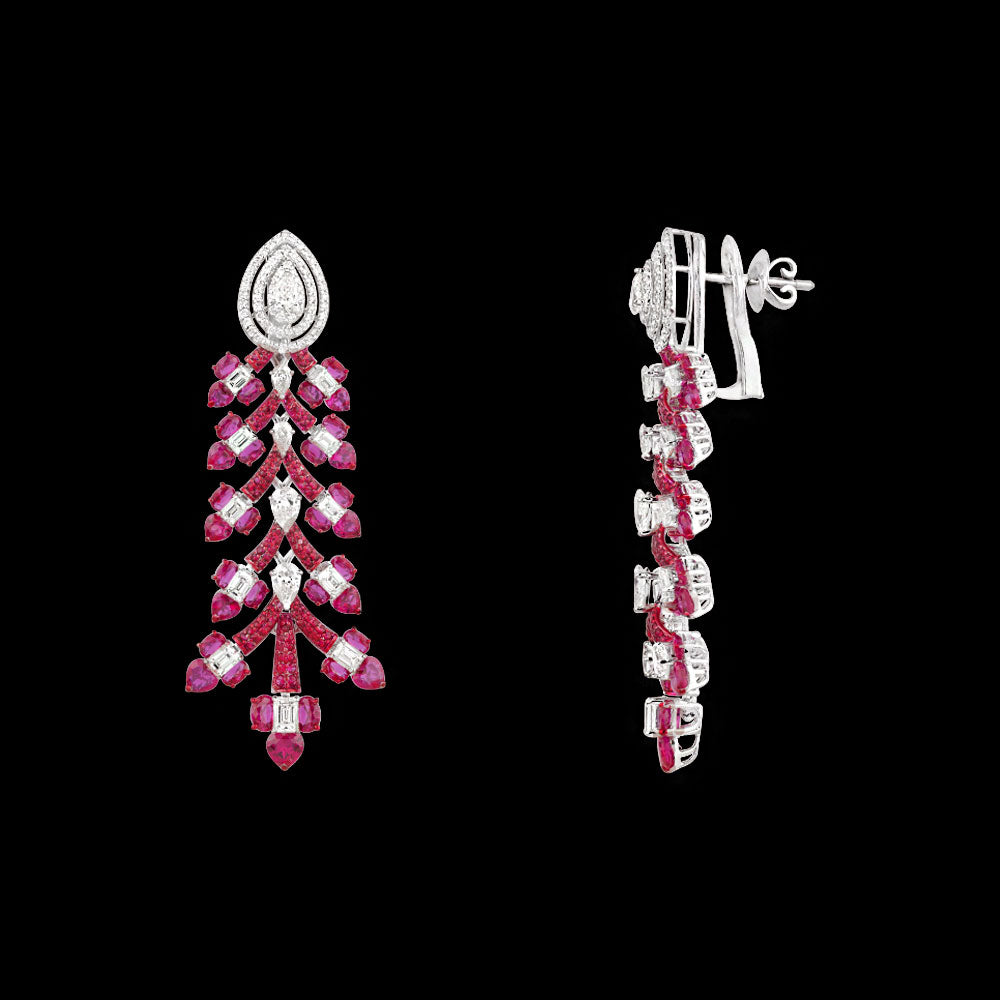18K White Gold Diamond Jewellery - 6.243ct VVS-VS-HI with Colour Stones