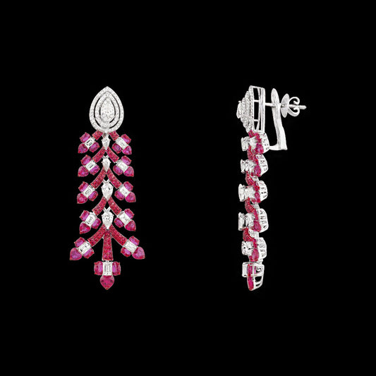 18K White Gold Diamond Jewellery - 6.243ct VVS-VS-HI with Colour Stones