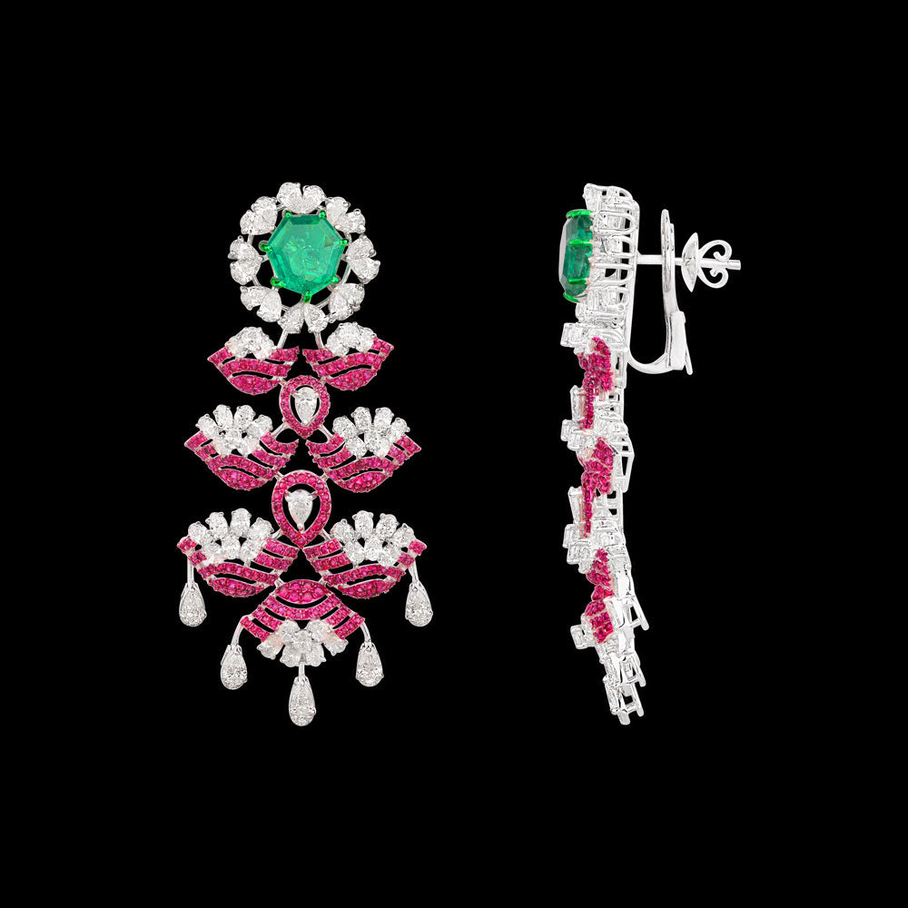 18K White Gold Diamond Jewellery - 5.938ct VS-SI-EF with Colour Stones