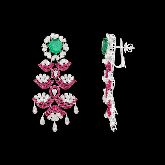 18K White Gold Diamond Jewellery - 5.938ct VS-SI-EF with Colour Stones