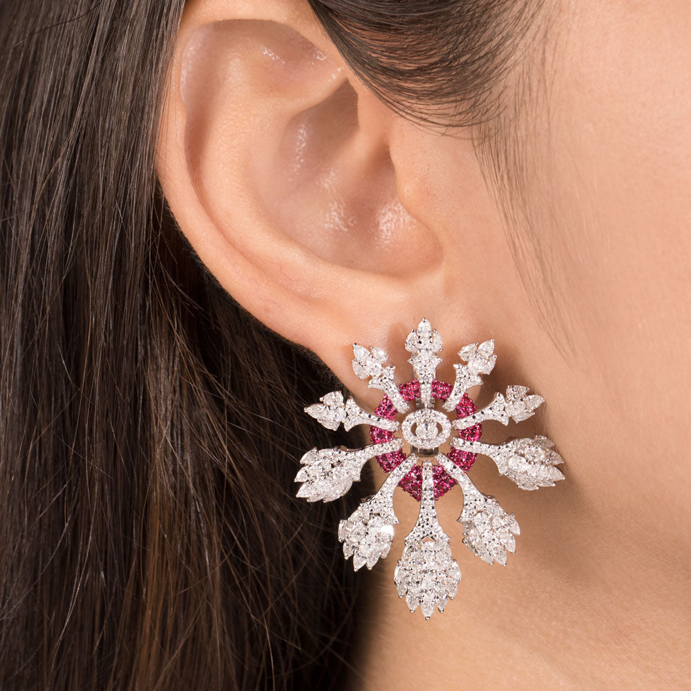 18K White Gold Diamond Jewellery - 7.196ct VS-SI-EF with Colour Stones