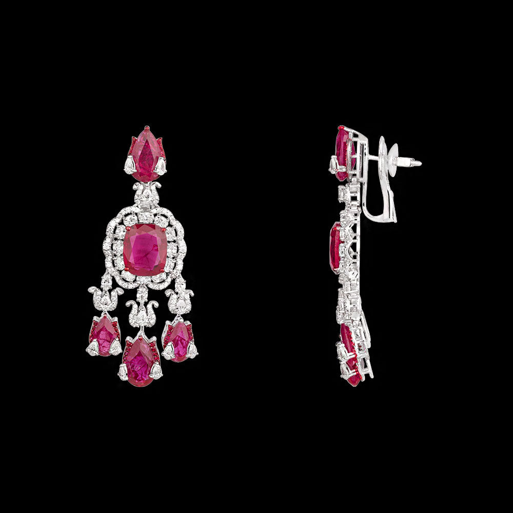18K White Gold Diamond Jewellery - 5.444ct VVS-VS-EF with Colour Stones