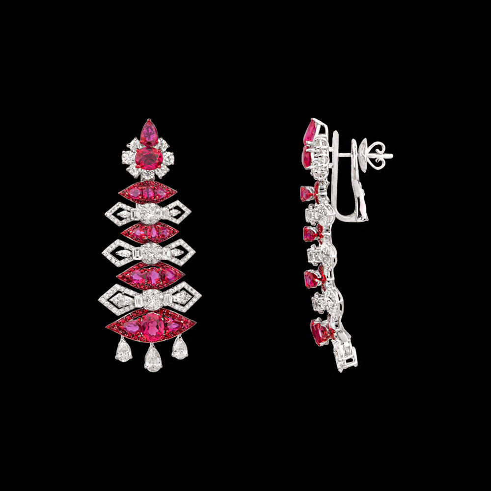 18K White Gold Diamond Jewellery - 5.551ct VS-SI-FG with Colour Stones