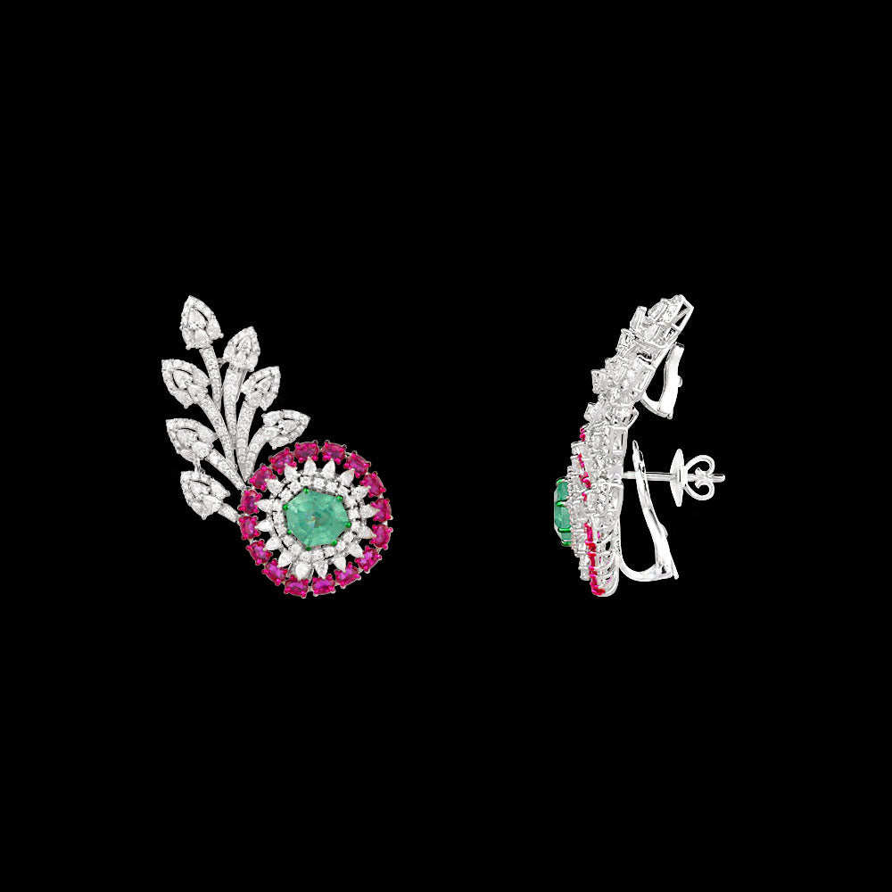 18K White Gold Diamond Jewellery - 5.084ct VS-SI-EF with Colour Stones