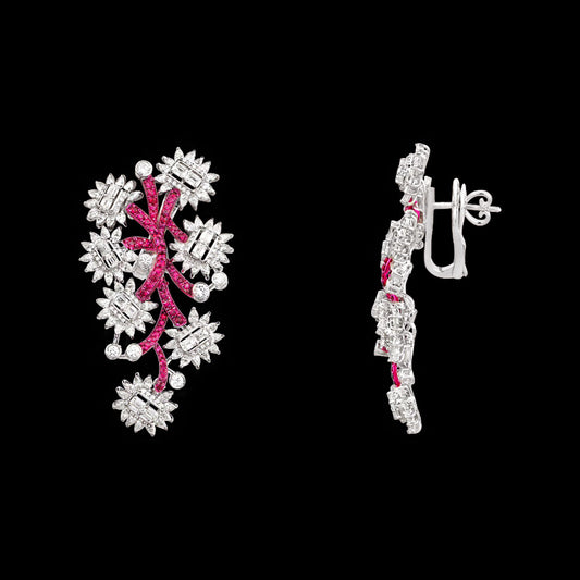 18K White Gold Diamond Jewellery - 8.771ct VVS-FG with Colour Stones