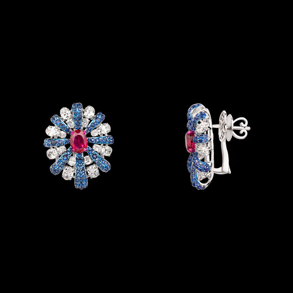 18K White Gold Diamond Jewellery - 3.78ct VVS-VS-IJ with Colour Stones