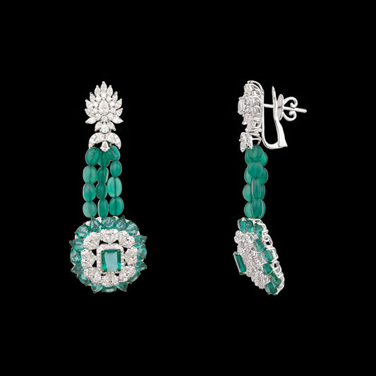 18K White Gold Diamond Earrings - 4.513ct VS-SI-FG with Colour Stones