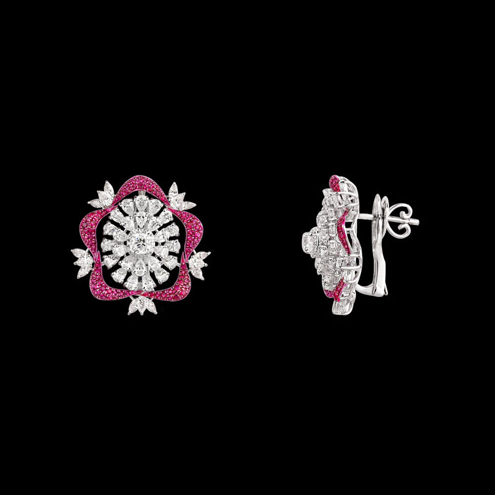 18K White Gold Diamond Jewellery - 6.255ct VVS-VS-EF with Colour Stones