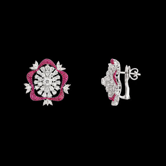 18K White Gold Diamond Jewellery - 6.255ct VVS-VS-EF with Colour Stones